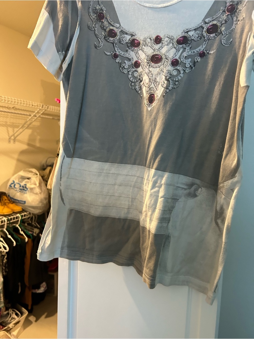 Dolce & Gabbana Gray Tank Top with Embellished Jewel Accents